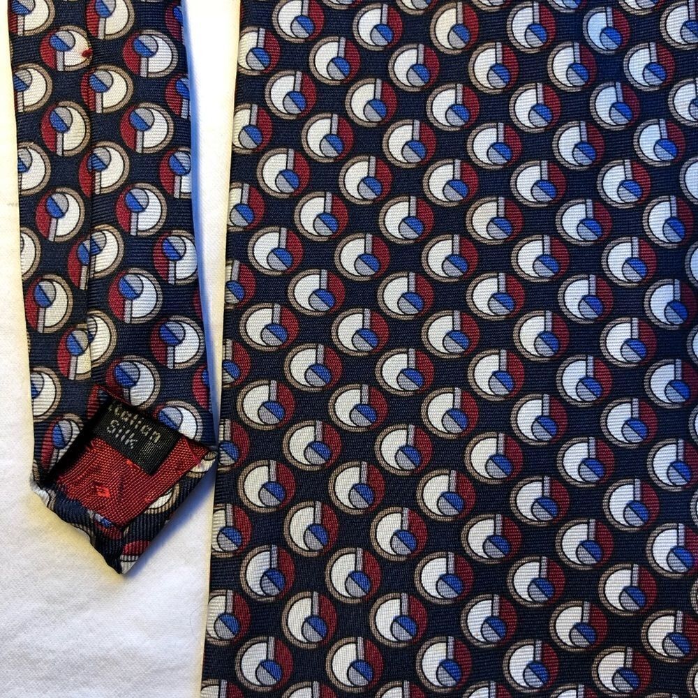 Vintage Arrow Mens Tie 100% Silk Blue/red/white